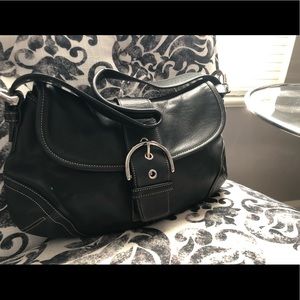 Authentic Black Leather Coach bag